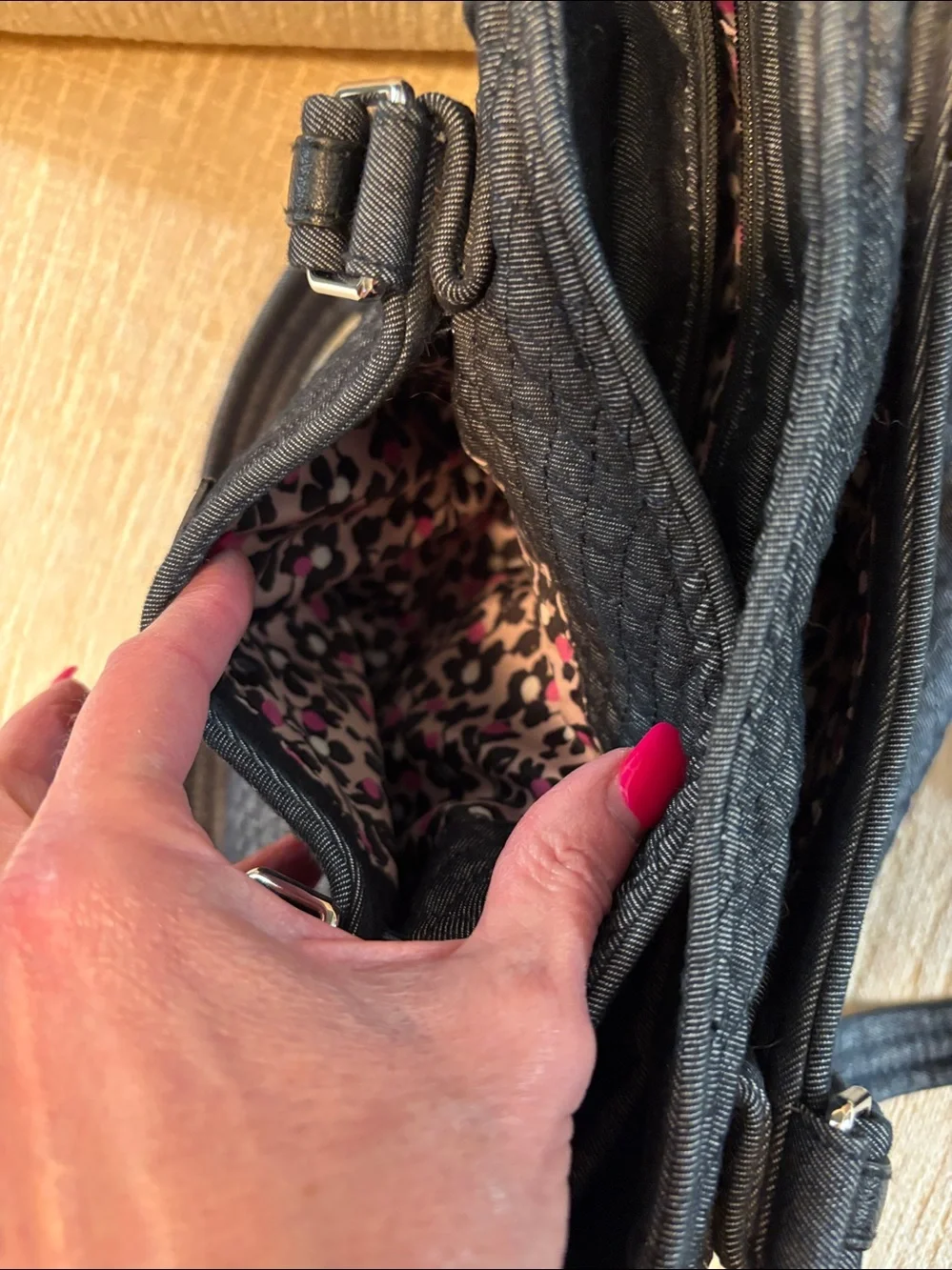 Vera Bradley Black Quilted Shoulder Tote - Picture 9 of 12